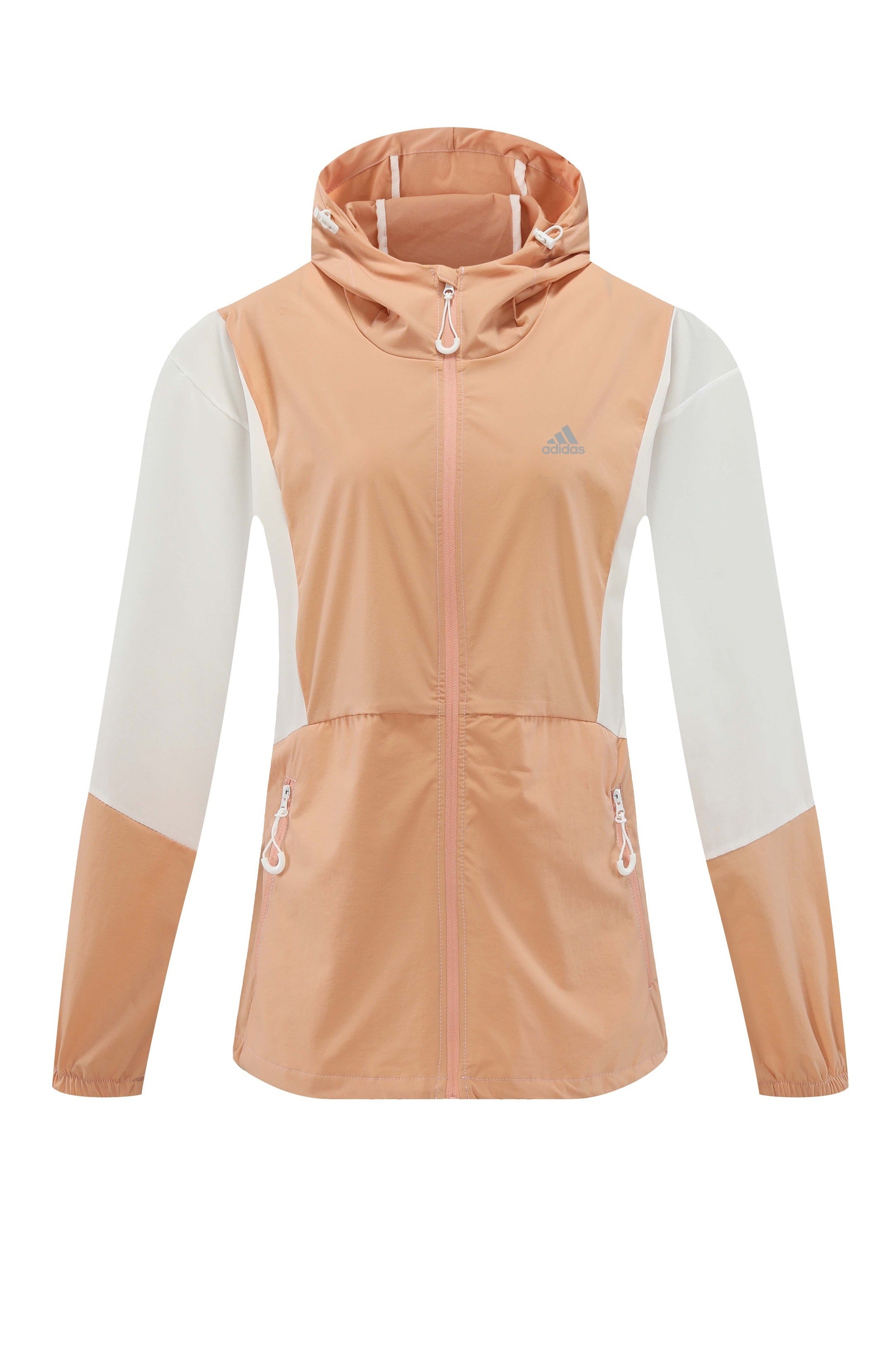 Jaqueta esportiva leve com capuz • Estilo color-block • Secagem rápida