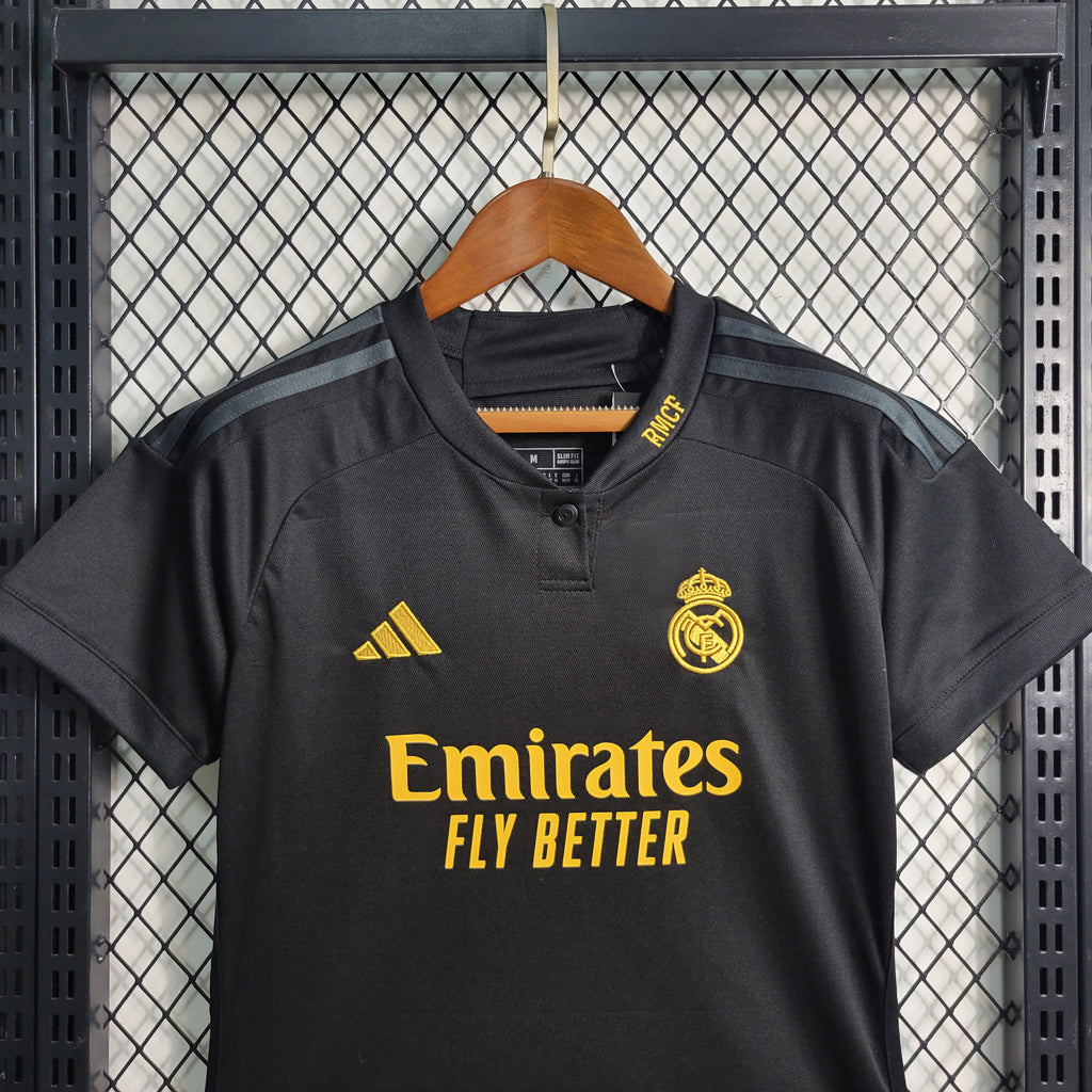 Camisa Real Madrid Away 23/24 Torcedor Adidas Feminina - Preta