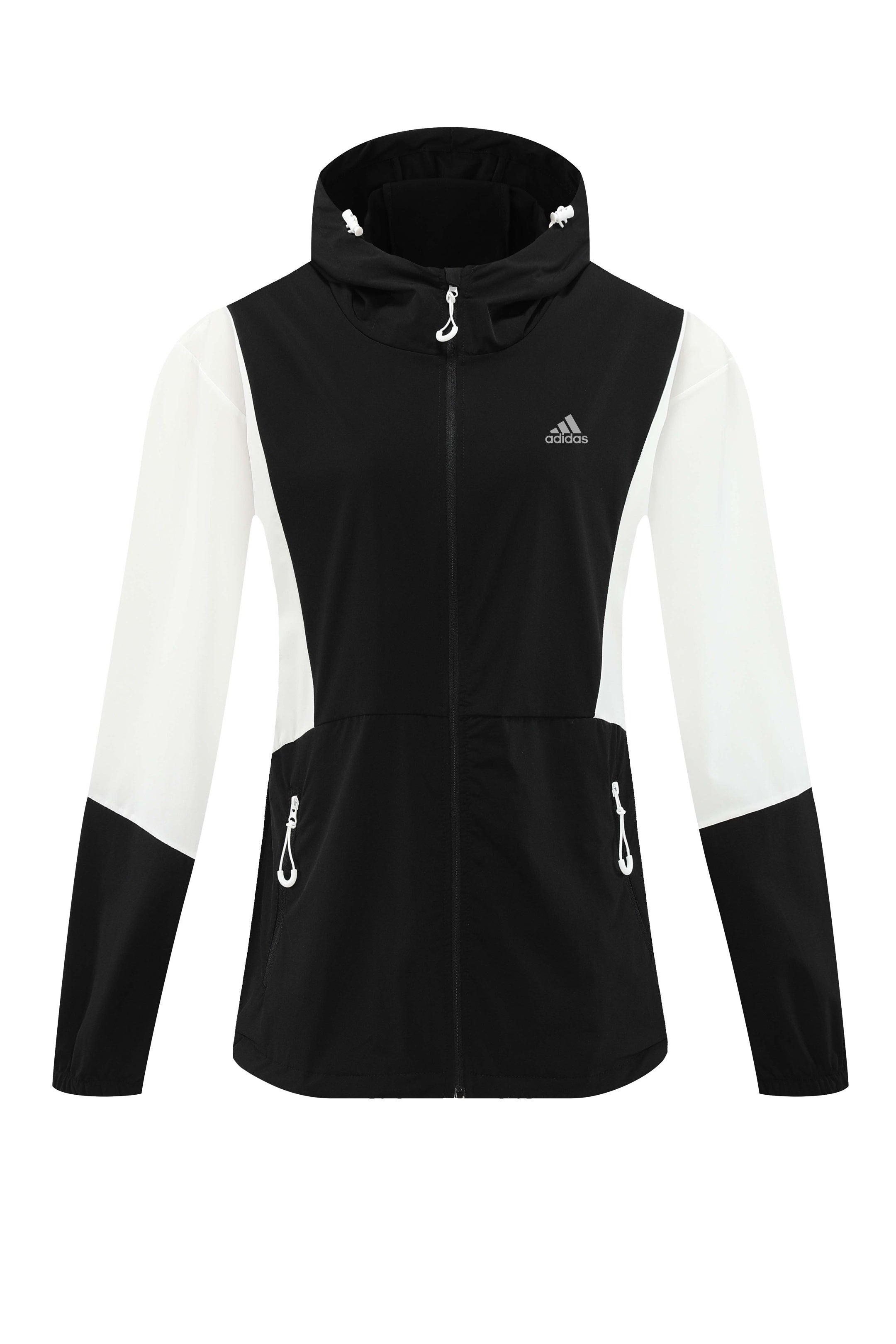 Jaqueta esportiva leve com capuz • Estilo color-block • Secagem rápida
