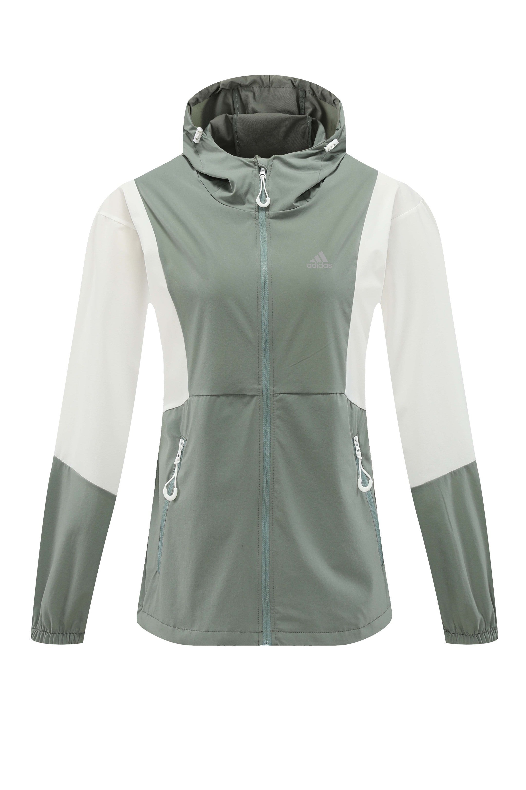 Jaqueta esportiva leve com capuz • Estilo color-block • Secagem rápida