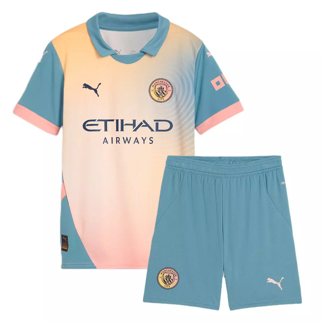 Kit Infantil Manchester City 2024/25 – Quarto Uniforme (Fourth) Torcedor