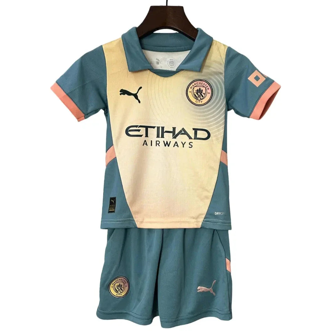 Kit Infantil Manchester City 2024/25 – Quarto Uniforme (Fourth) Torcedor