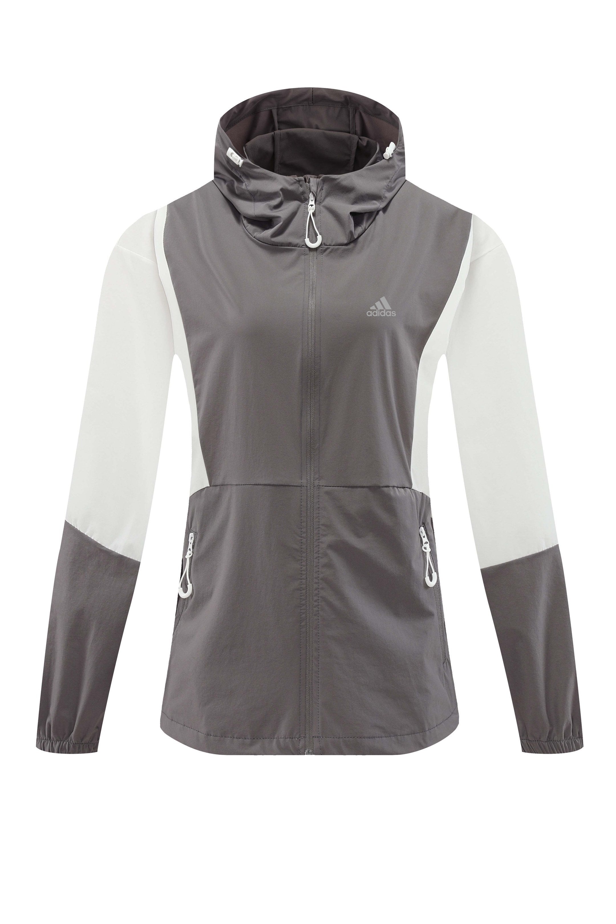 Jaqueta esportiva leve com capuz • Estilo color-block • Secagem rápida