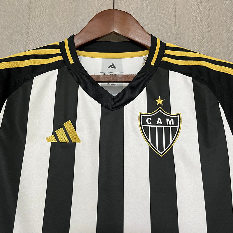 Camisa Atlético Mineiro Home 25/26 Torcedor Feminina - Preto+Branco